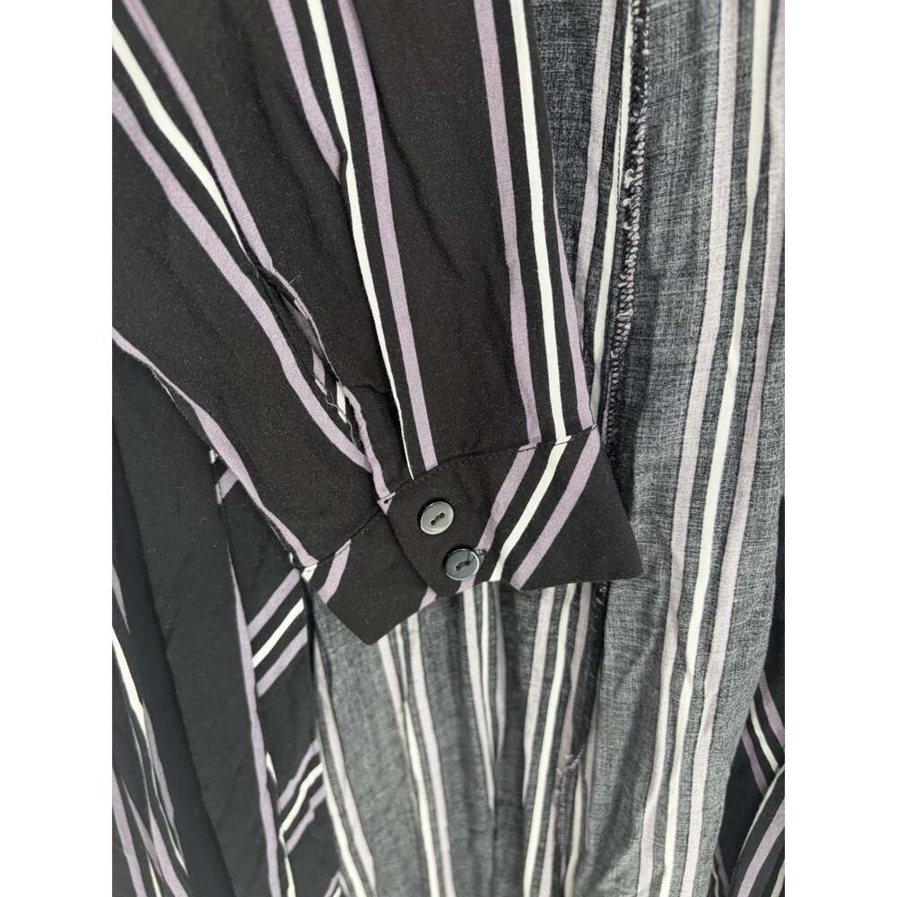 Torrid Striped Open Front Challis Maxi Kimono Duster 1X Black Lavender - Picture 4 of 7